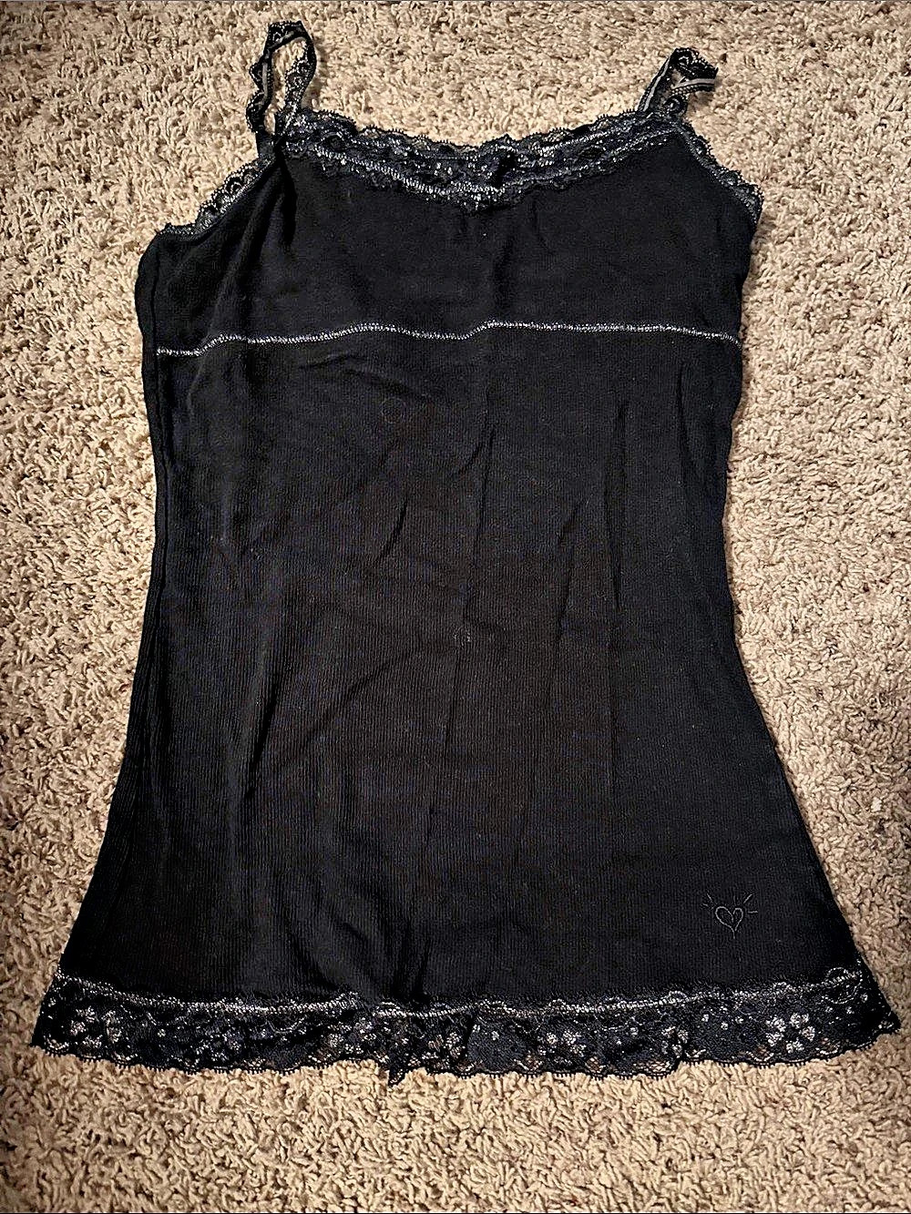 Justice Black Lace Trim Cami